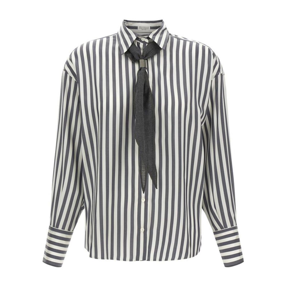 Brunello Cucinelli Gray Silk Women's Blouse